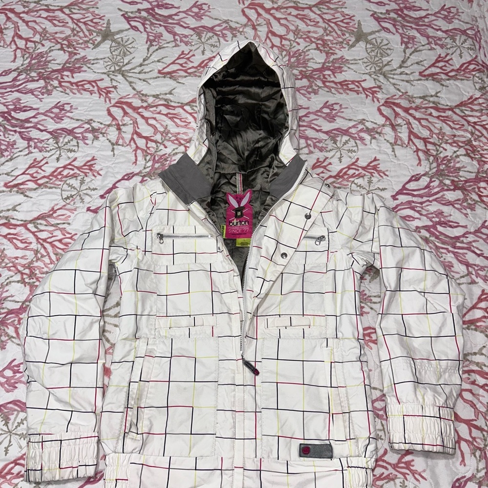 Burton DryRide Youth White Checkered Snowboard / Ski Jacket